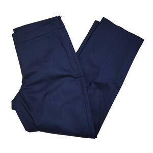 Talbots Curvy Cropped Side Zip Flat Front Cotton Pants Navy Blue 2